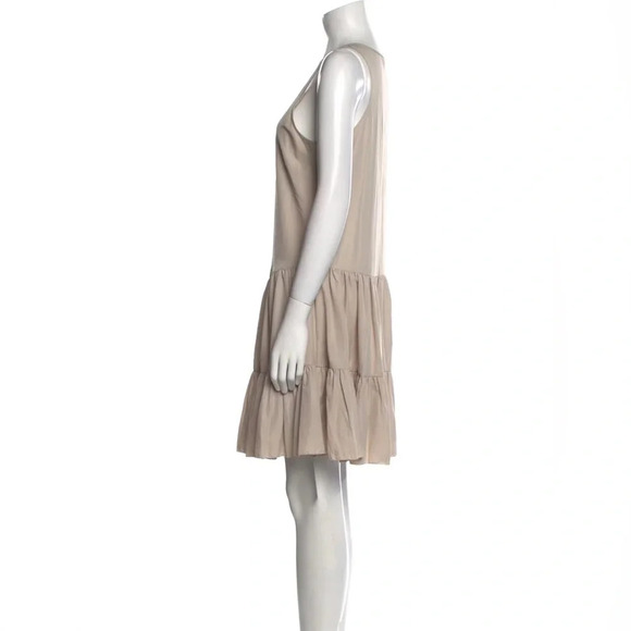 L'AGENCE Scoop Neck Tiered Mini Dress in Neutral - Picture 2 of 10